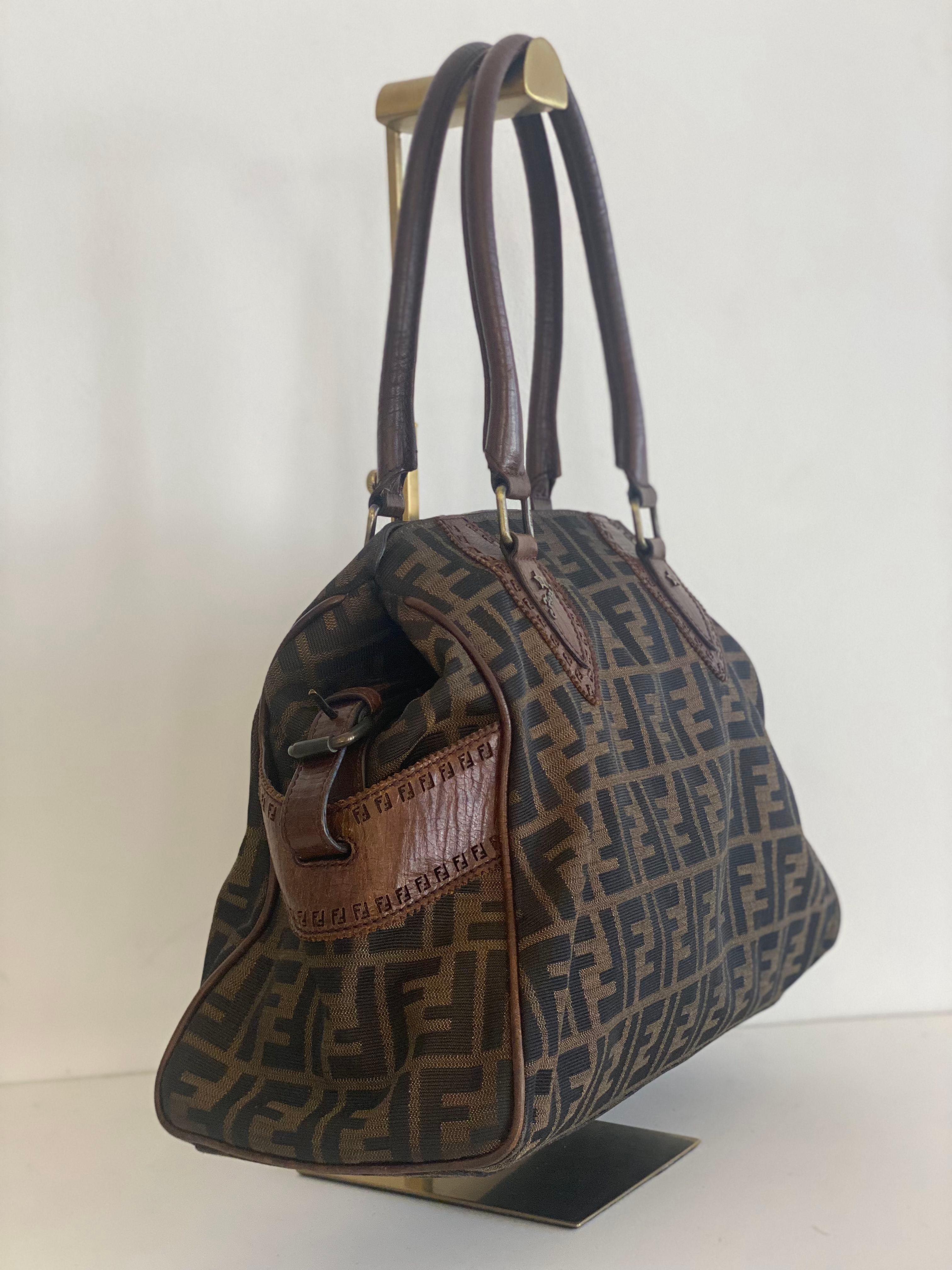 Fendi Tobacco Zucca Canvas and Leather Medium Chef De Jour Tote thumbnail 2