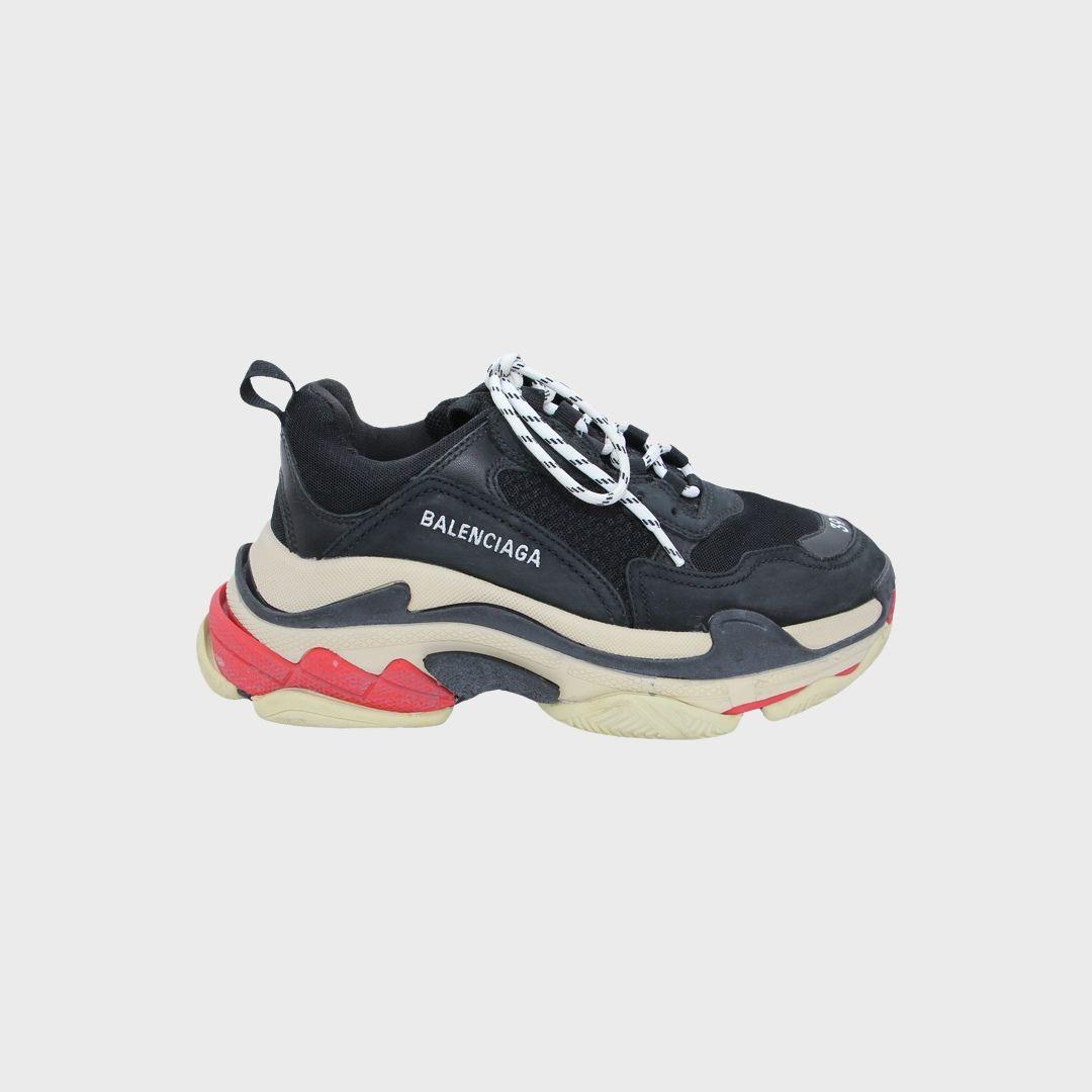 Black Mesh and Nubuck Leather Triple S Sneakers thumbnail 4