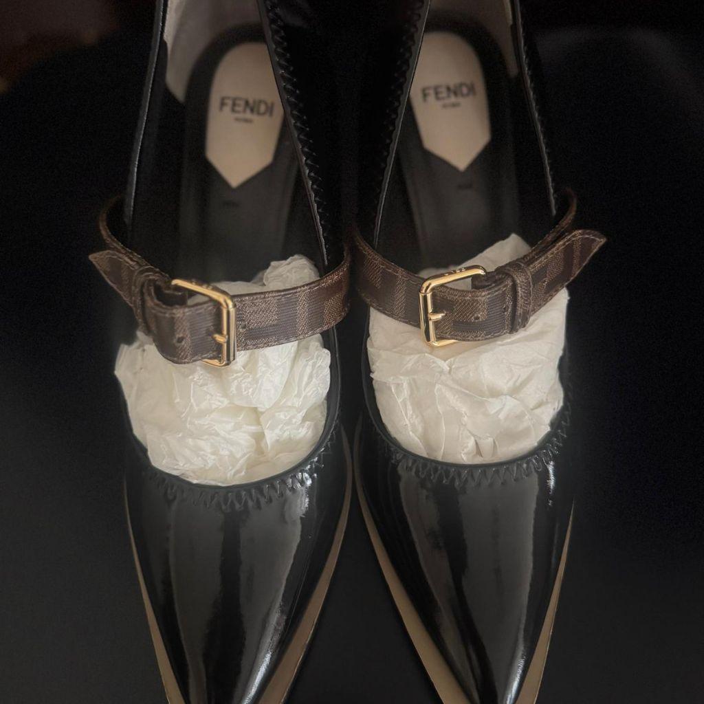 FENDI Zucca FF Logo Patent Leather Pumps