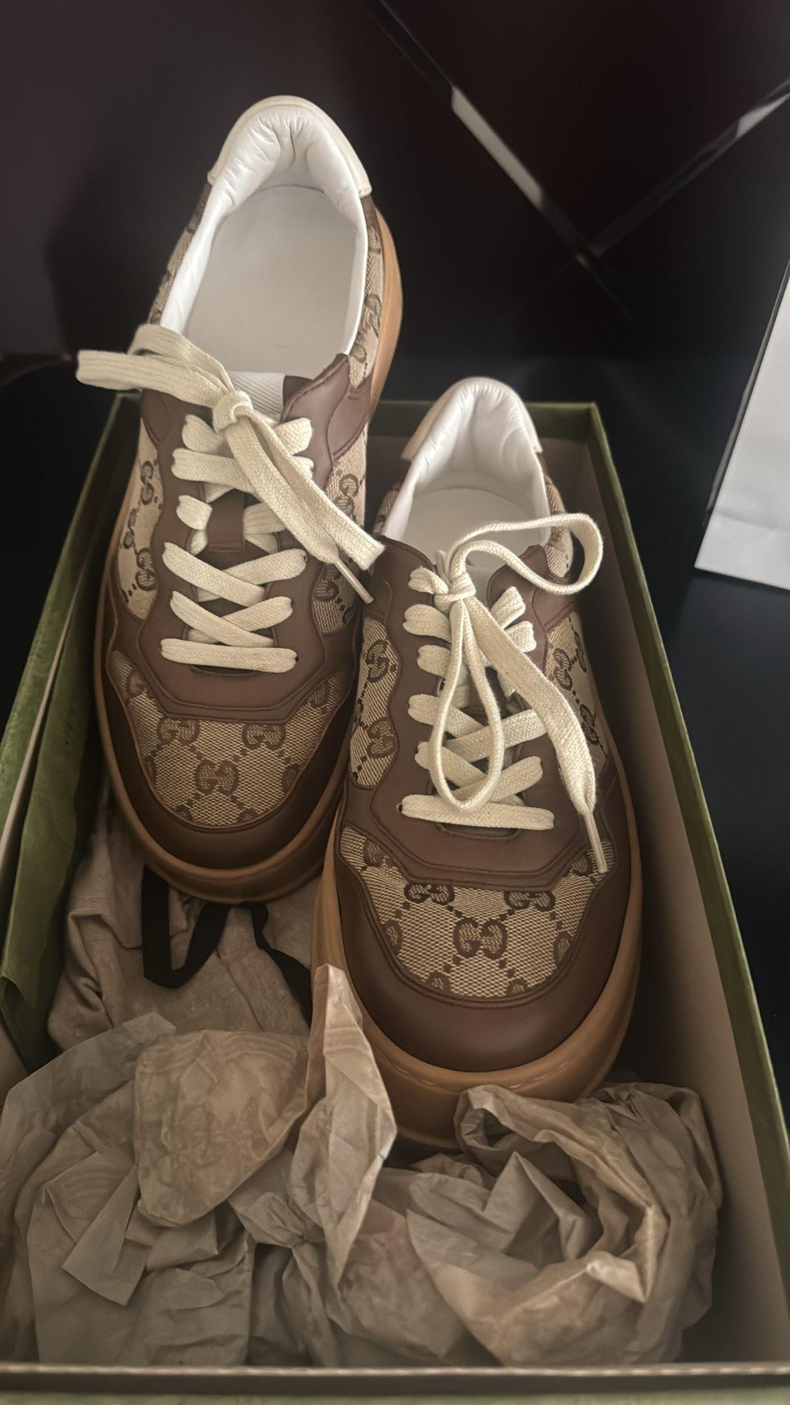 Gucci Beige/Brown GG Canvas and Leather Chunky B Sneakers Size 40 thumbnail 2