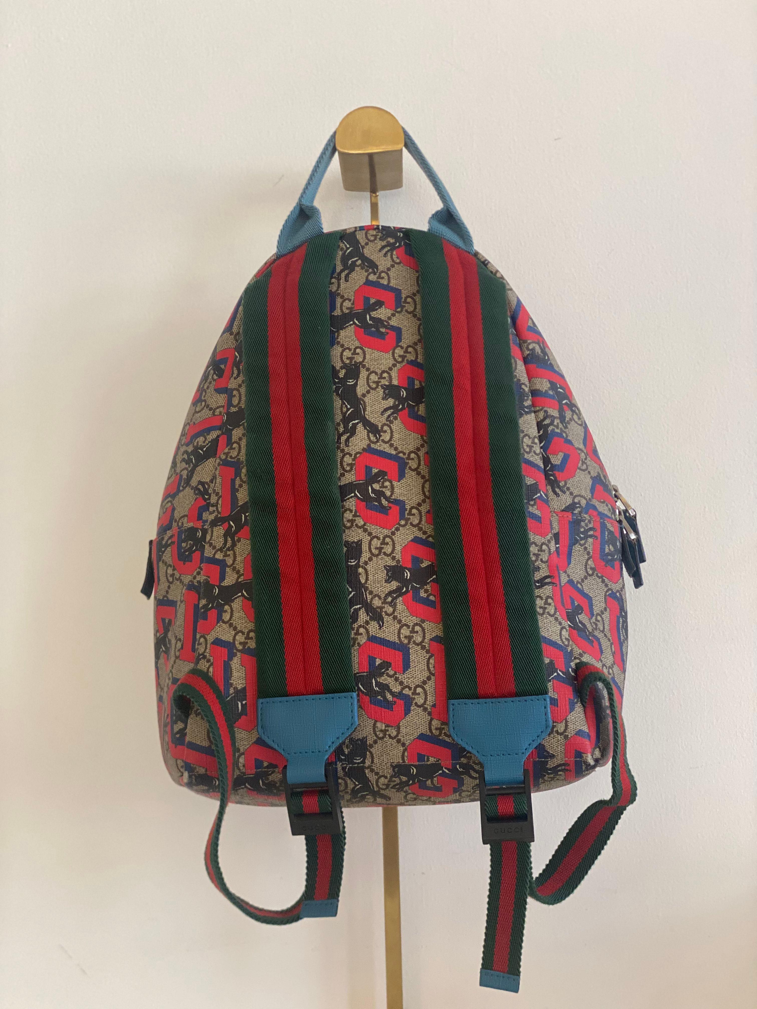 GUCCI GG Canvas Web Sherry Line children wolf Backpack PVC Leather thumbnail 2