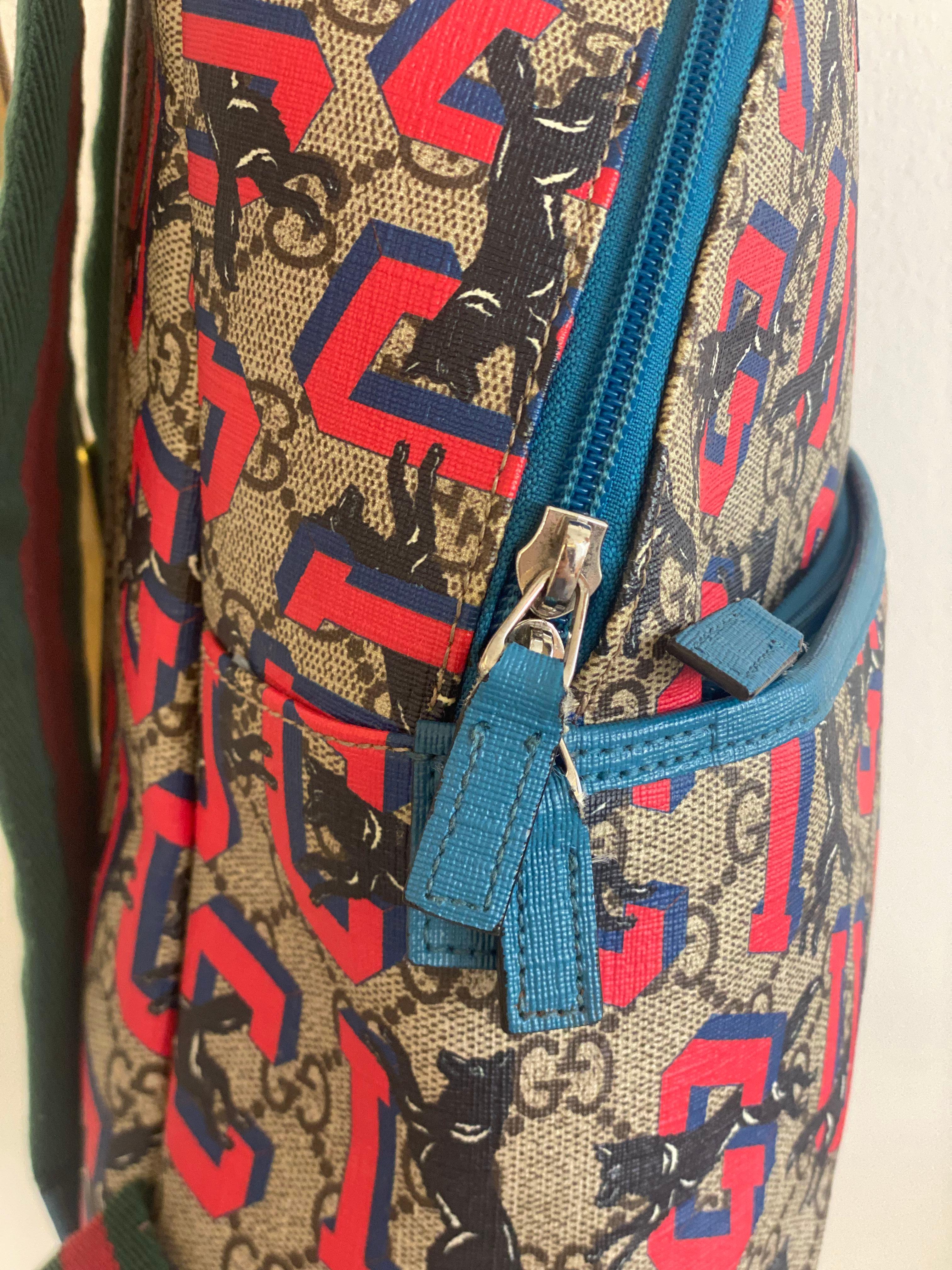 GUCCI GG Canvas Web Sherry Line children wolf Backpack PVC Leather thumbnail 3