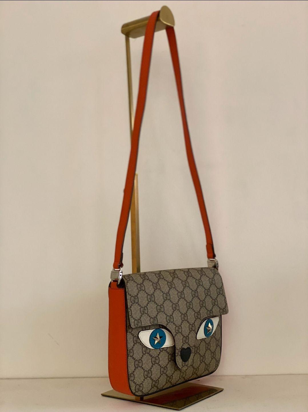 Gucci Girls GG Supreme Leather-Trim Cat Messenger Bag thumbnail 2