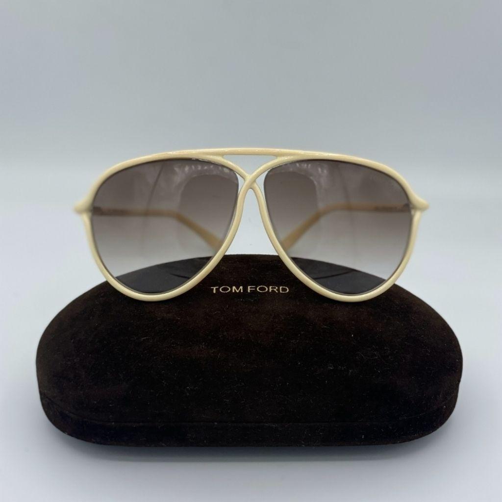 Tom Ford 206 Maximillion Ivory Aviator Sunglasses with Case