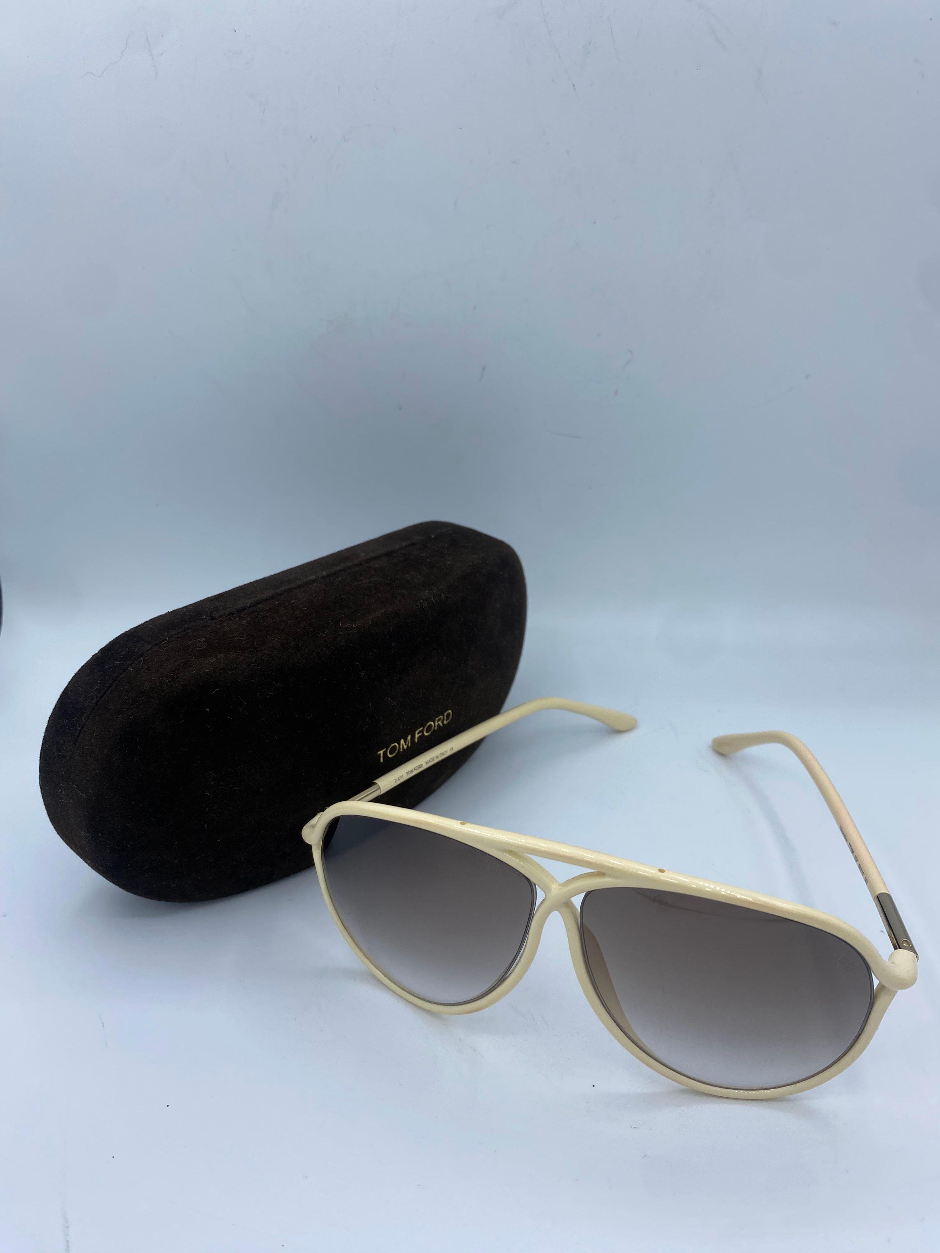 Tom Ford 206 Maximillion Ivory Aviator Sunglasses with Case thumbnail 2
