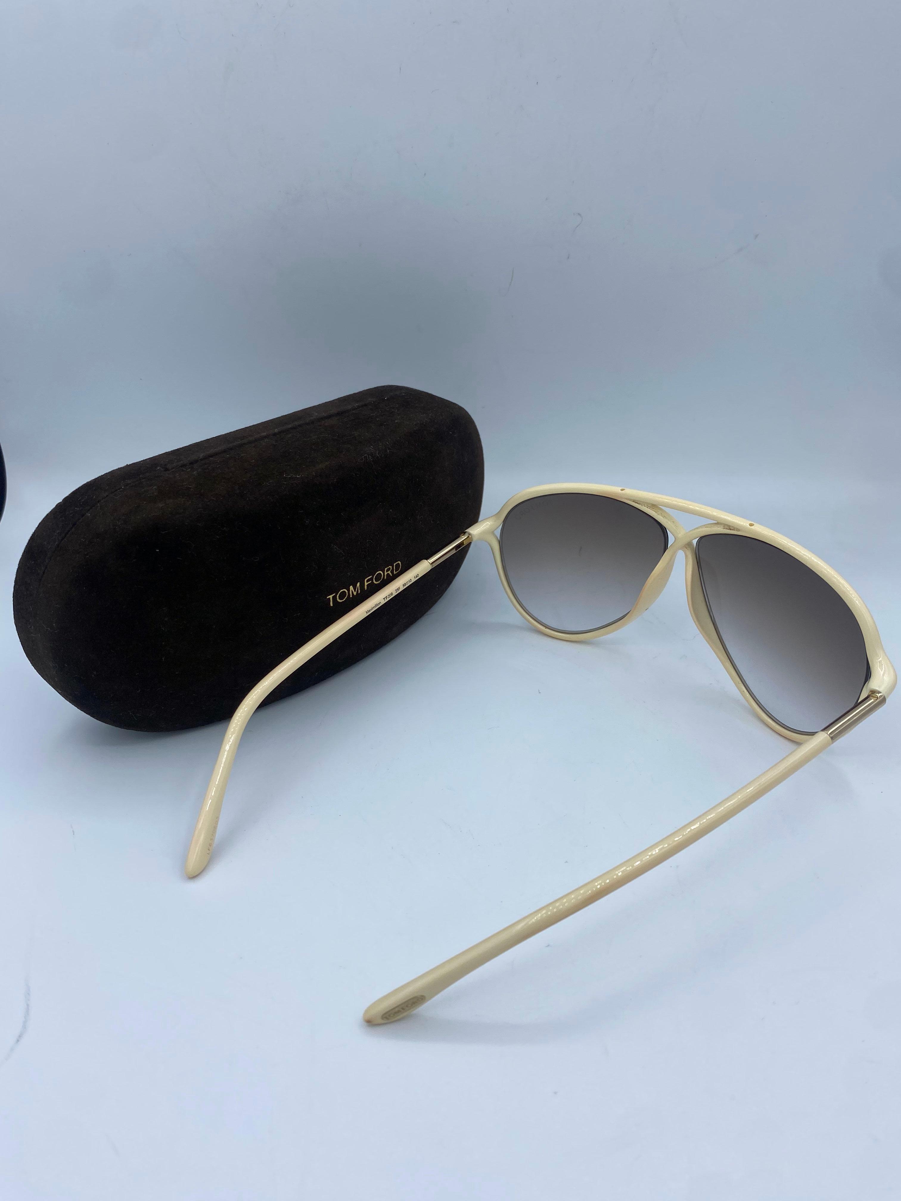 Tom Ford 206 Maximillion Ivory Aviator Sunglasses with Case thumbnail 3