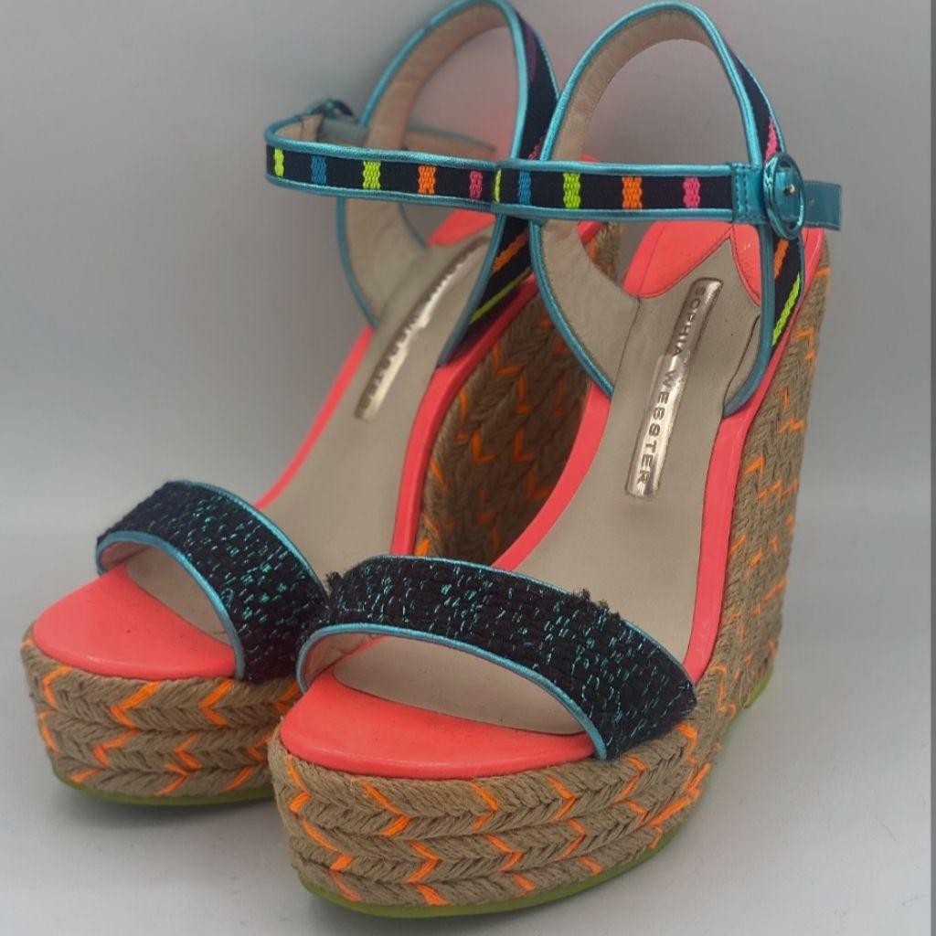 Sophia Webster Multicolor Fabric and Leather Lucita Espadrille Sandals Size 37