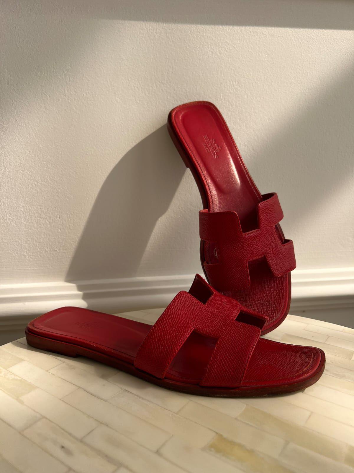Hermes Epsom Oran sandals in Calfskin thumbnail 3