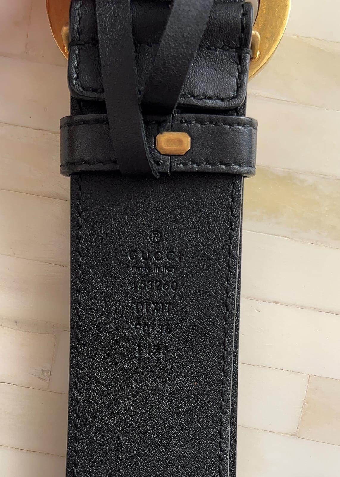 Gucci Black Leather Pearl Embellished Double G Buckle Belt thumbnail 3