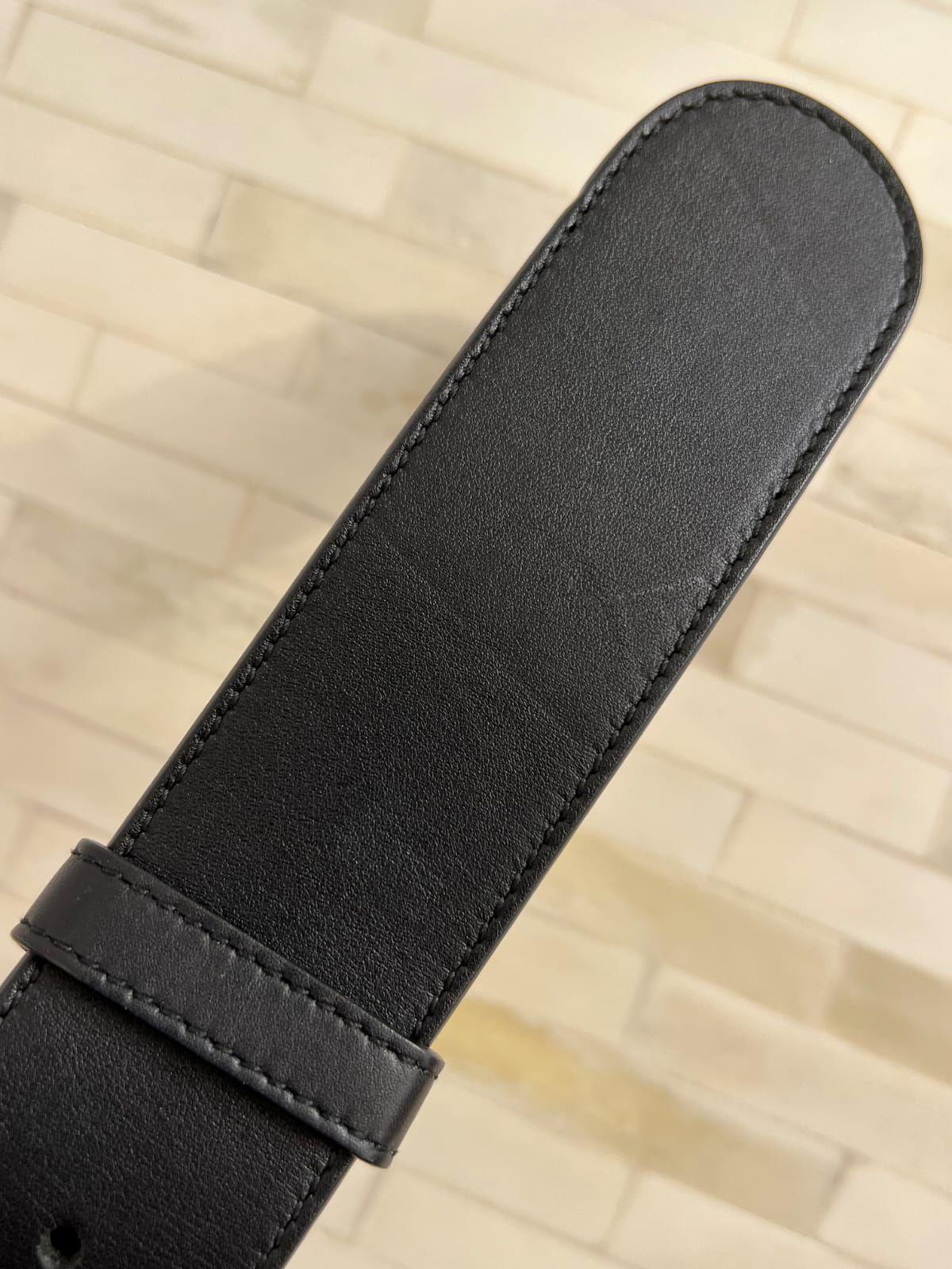 Gucci Black Leather Pearl Embellished Double G Buckle Belt thumbnail 4