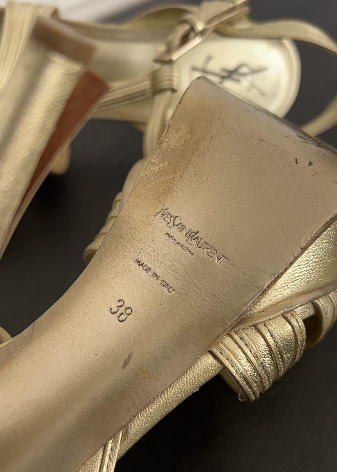 Yves Saint Laurent Metallic Leather Tribute Sandals thumbnail 4