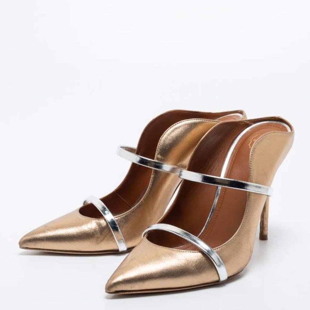Malone Souliers Metallic Gold Leather Mules