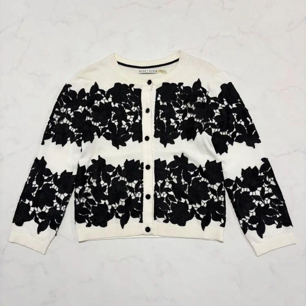 Alice + Olivia Crochet Lace Knit Cardigan