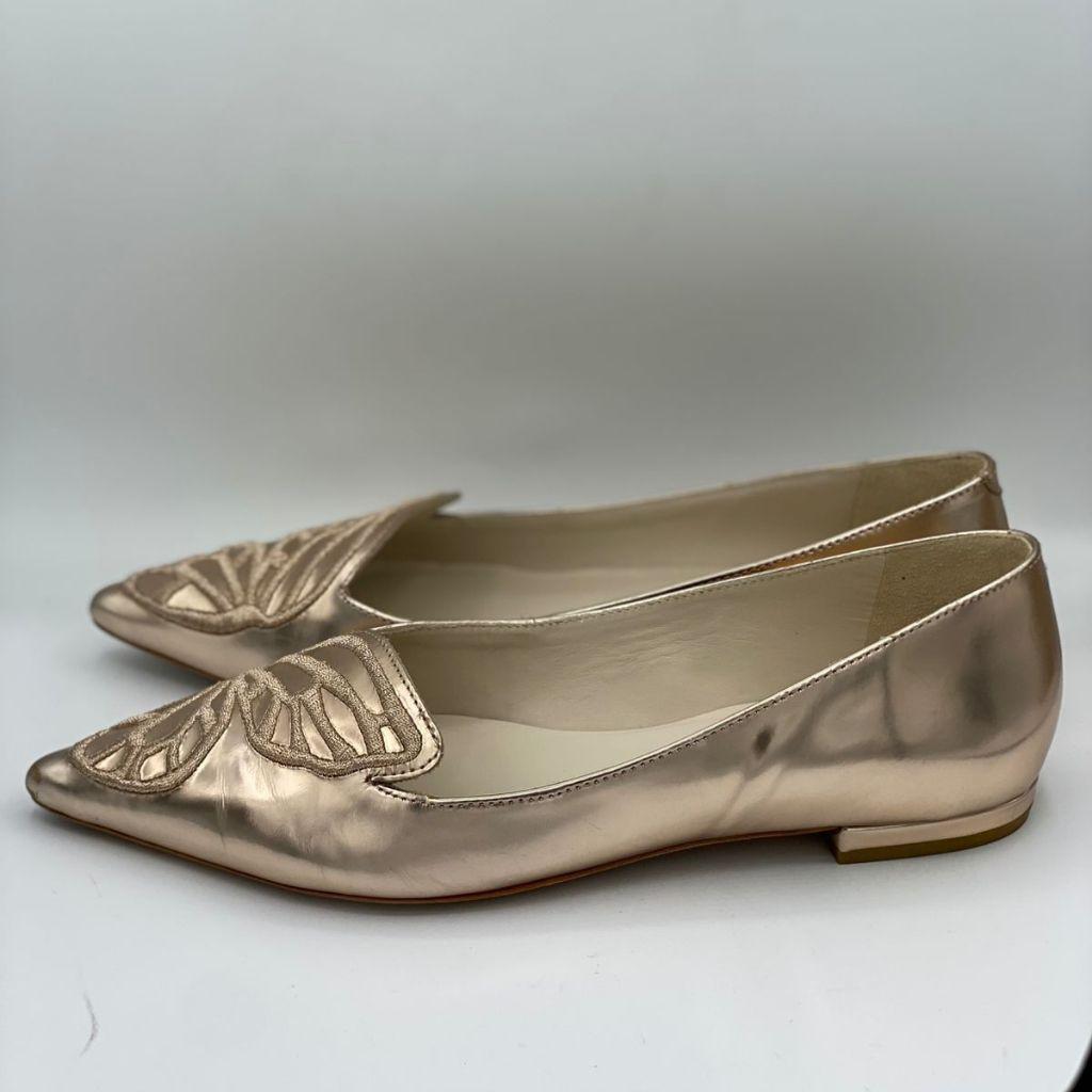 Sophia Webster Rose Gold Leather Bibi Butterfly Ballet Flats