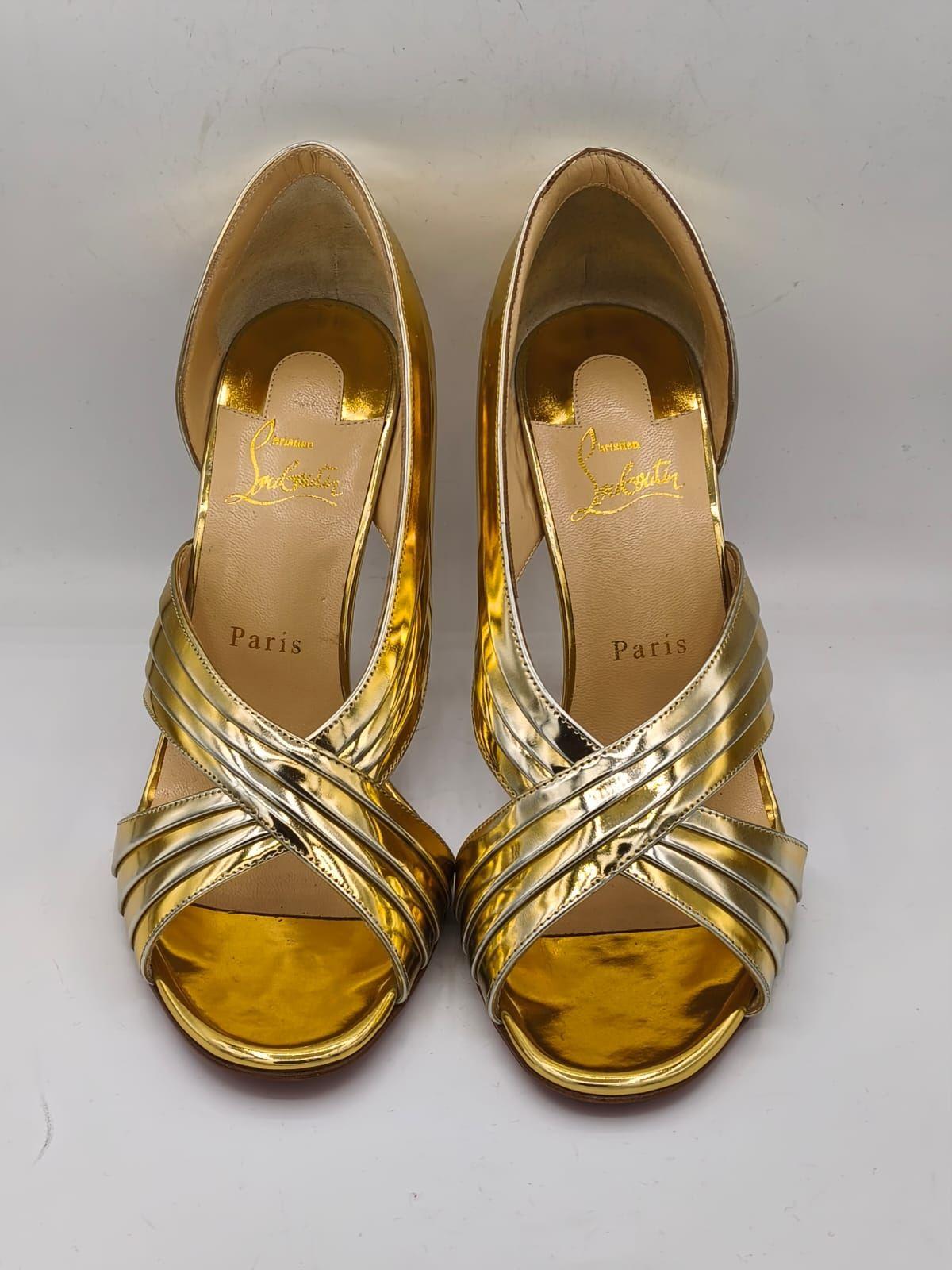 Christian Louboutin Metallic Gold Leather Norina Sandals Size 39 thumbnail 2