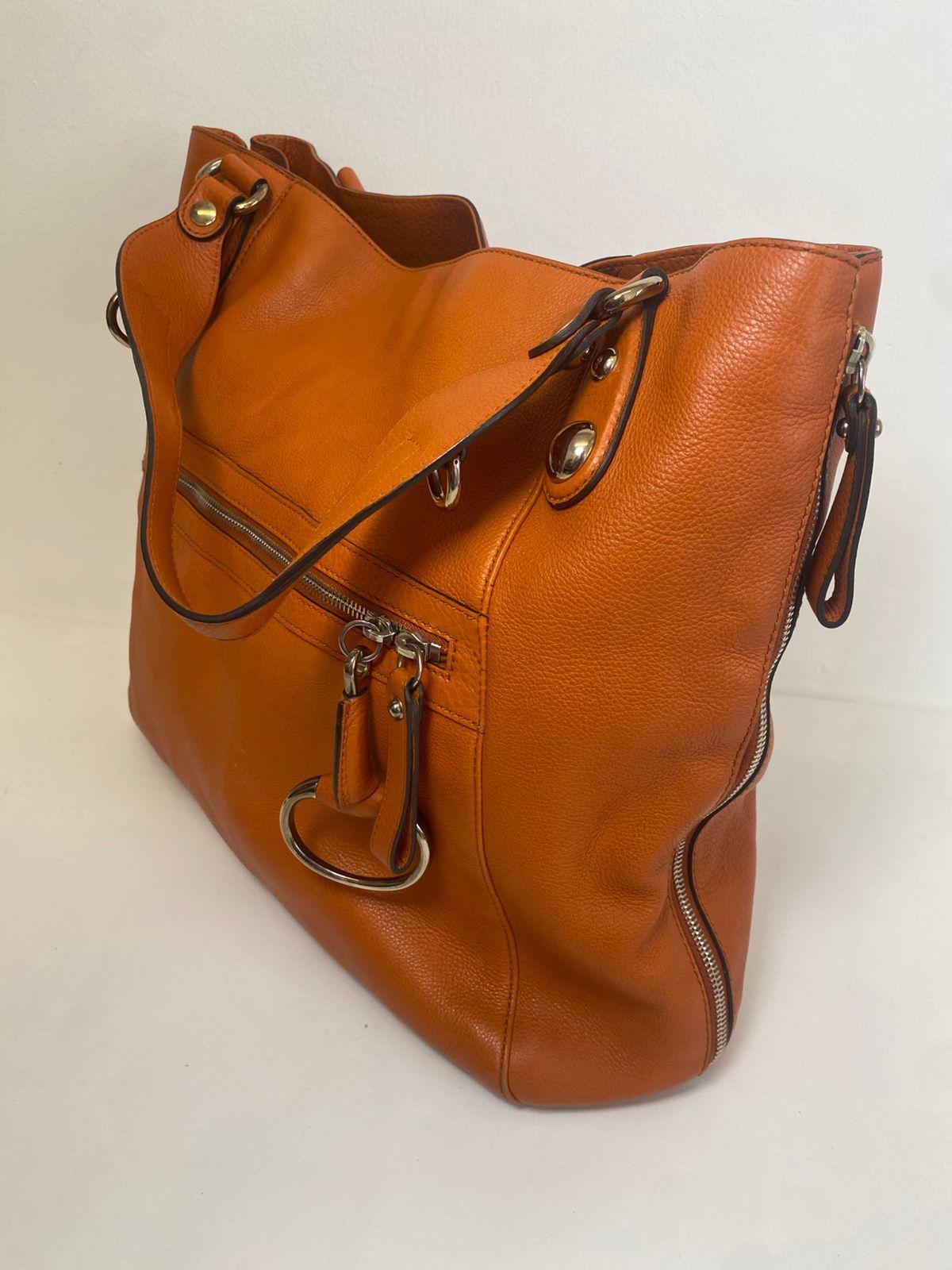 GUCCI Shoulder Bag Leather Orange Brown thumbnail 3