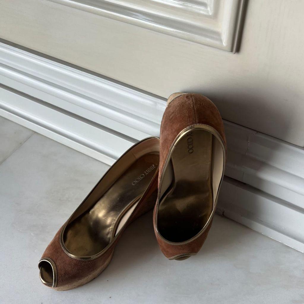 Jimmy Choo nude suede heels