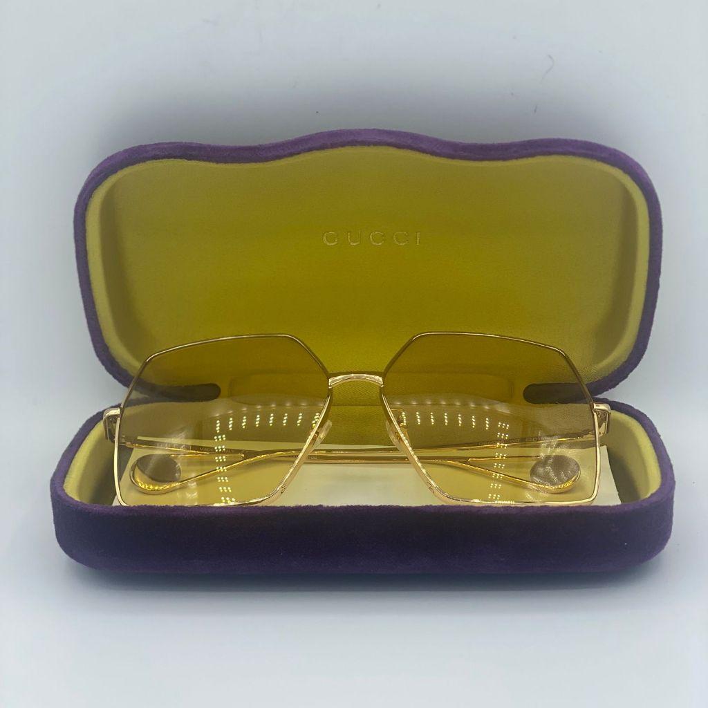 Gucci Gold Tone/Yellow Oversized Sunglasses thumbnail 1
