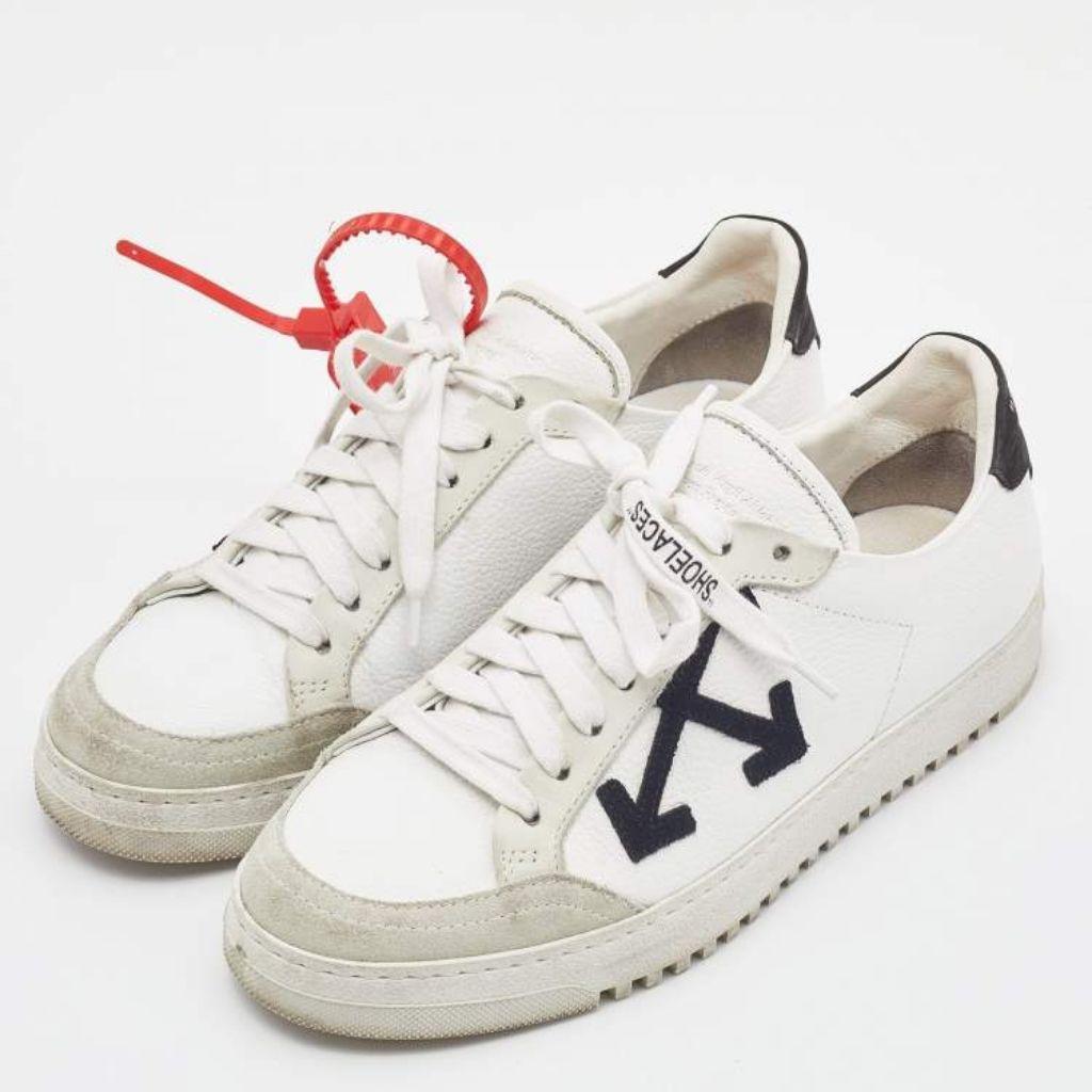 Off-white leather and suede sneakers thumbnail 1