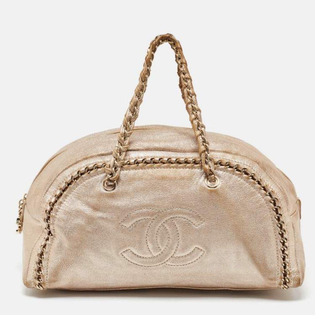 Chanel gold leather bowler bag thumbnail 1