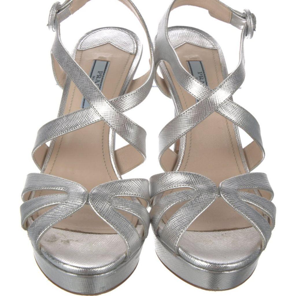 Prada silver sandals thumbnail 1