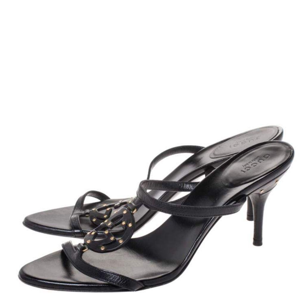 Gucci Black Leather Sandals thumbnail 1