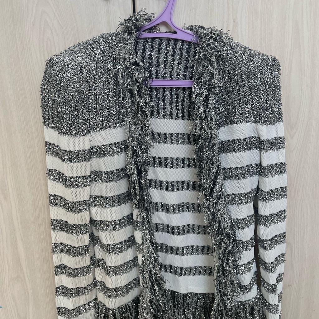 Silver and white blazer