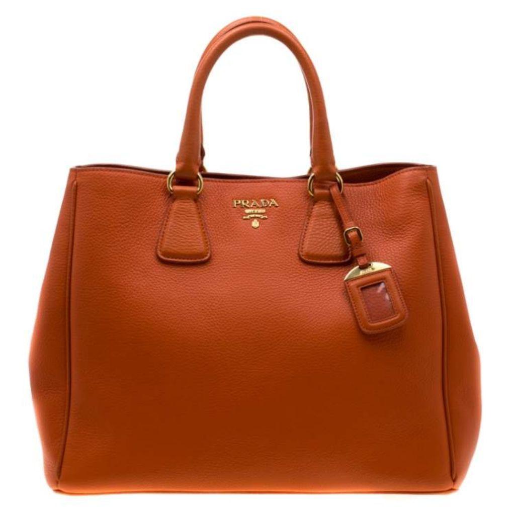 Prada Orange Leather Large Open Tote thumbnail 1
