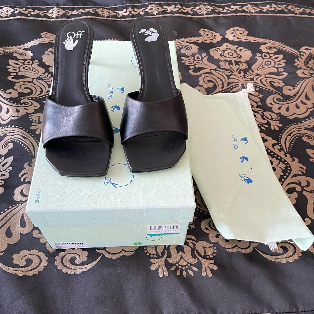 Off-White Square Toe Leather Mules