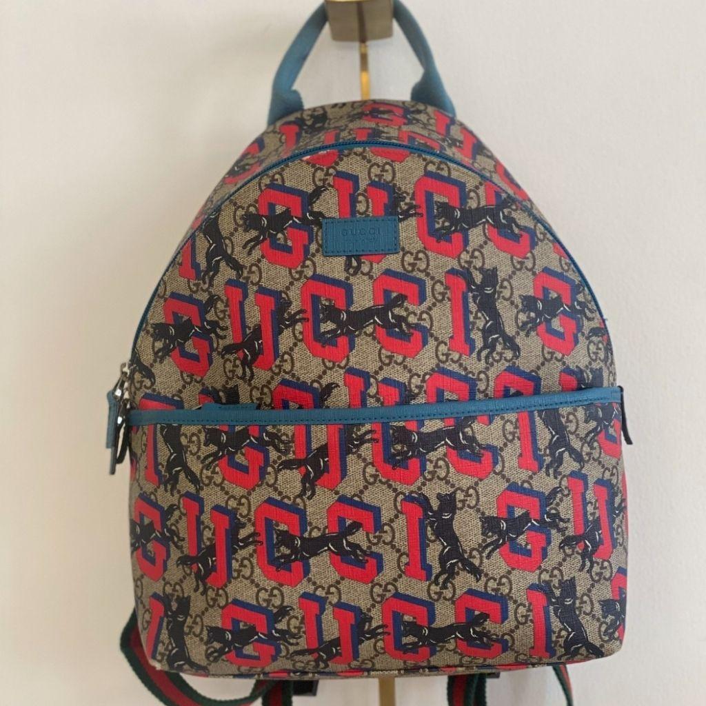 GUCCI GG Canvas Web Sherry Line children wolf Backpack PVC Leather thumbnail 1