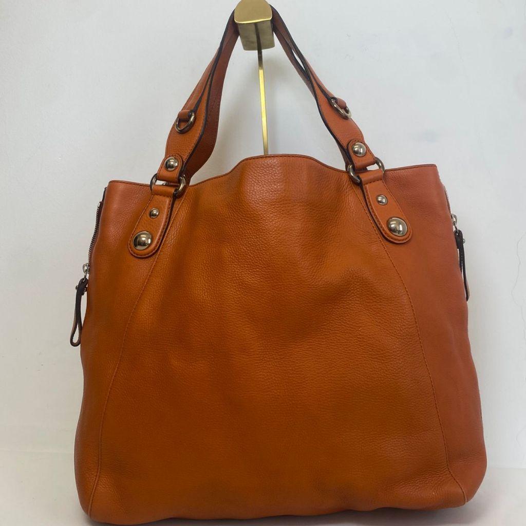 GUCCI Shoulder Bag Leather Orange Brown