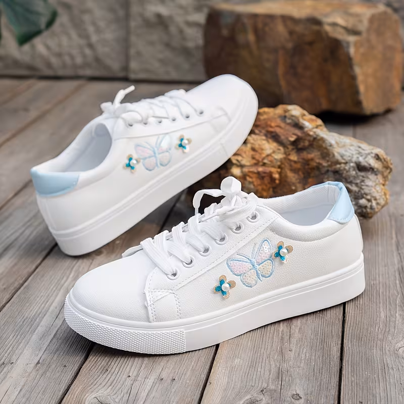 Women's White Lace-Up Shoes