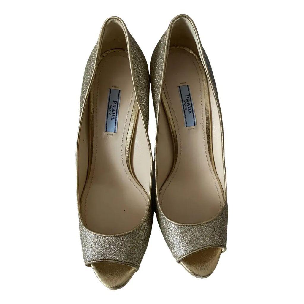 Prada Saffiano Leather Peep Toe Platform Pumps